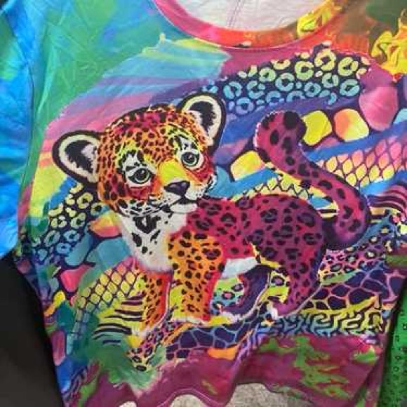 Lisa Frank Rainbow Leopard Graphic Tee Kidcore Y2K 90s Nostalgia Dopamine Large - Picture 4 of 5